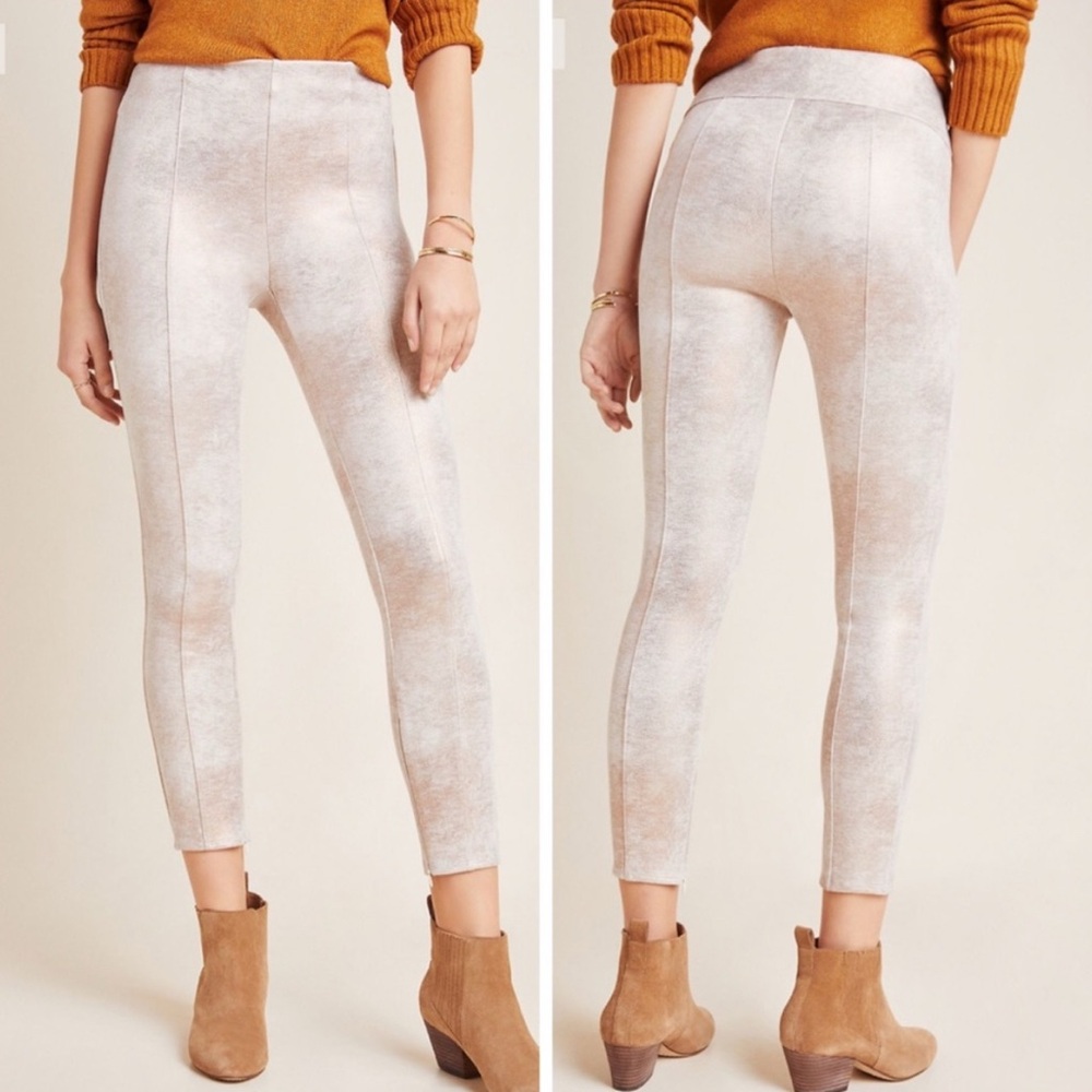 Anthropologie Beige Glittery Pants